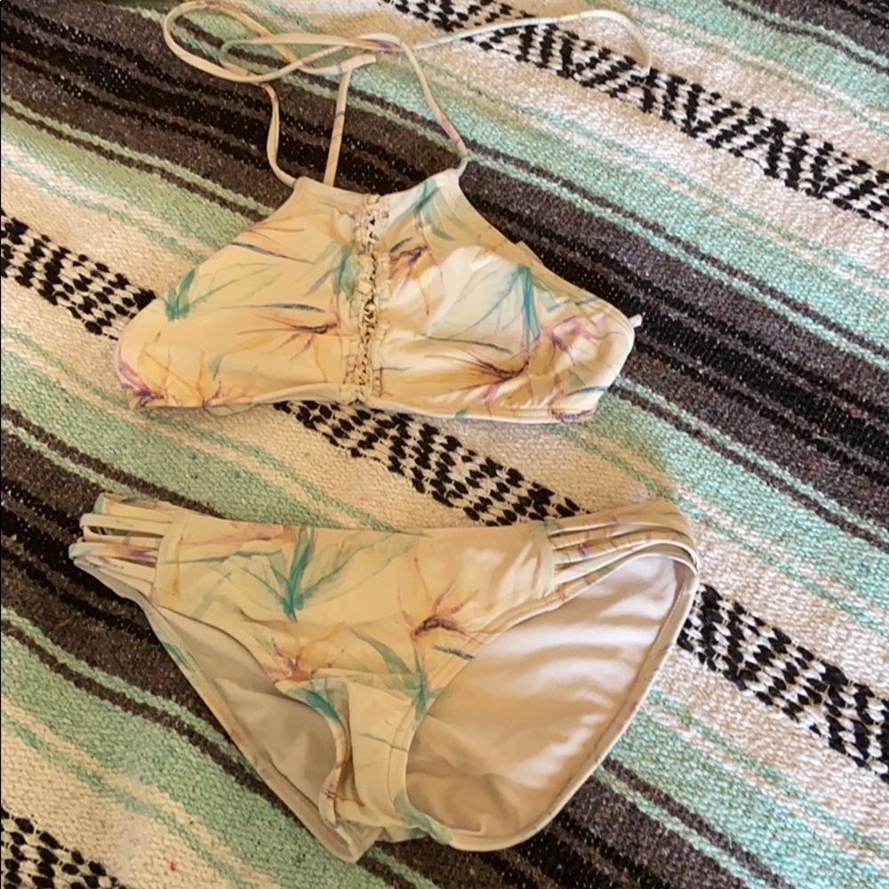 White w/ Patter Girls Halter Bikini